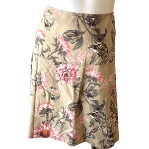 Tommy Hilfiger Skirt Womens Size 6 Tan Pink Floral Knee